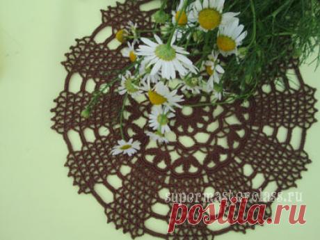 Ажурная салфетка крючком "Мельница" со схемой и описанием | Мастер-классы по рукоделию
