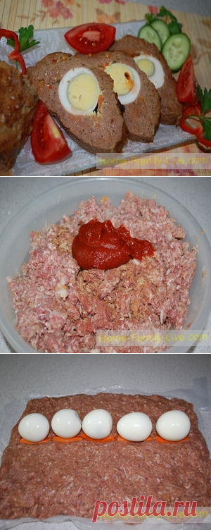 Мясной рулет с яйцом - пошаговый фоторецептКулинарные рецепты