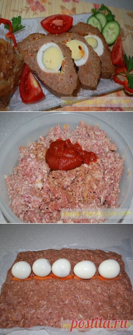 Мясной рулет с яйцом - пошаговый фоторецептКулинарные рецепты