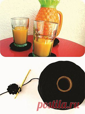 DIY: coaster de crochê em formato de disco de vinil » BananaCraft