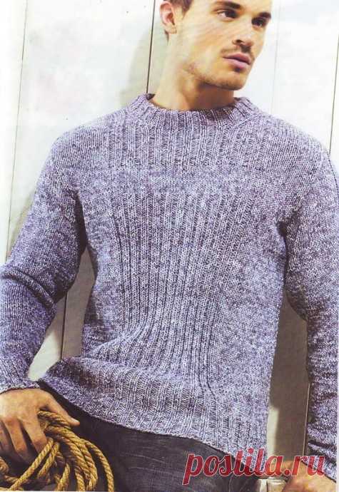 Мужской меланжевый вязаный пуловер