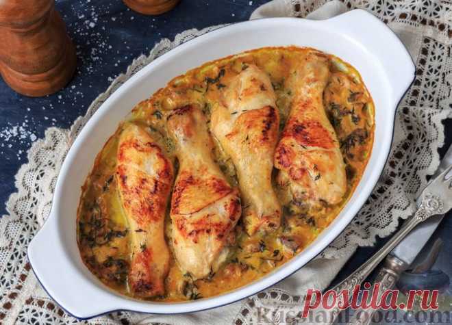 Рецепт: Куриные ножки в сливочно-горчичном соусе на RussianFood.com