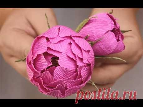 Мастер-класс / Пион с конфетой из бумаги / Букет из конфет / How to make a crepe paper peony - YouTube

#пионизбумаги #гофрированнаябумага #crepepaper