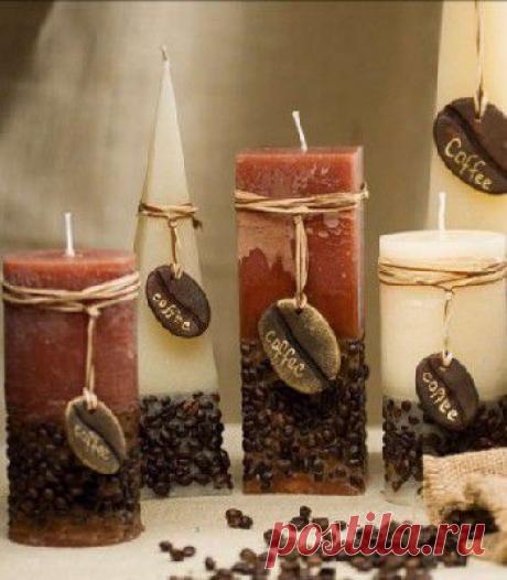 СВЕЧА С АРОМАТОМ КОФЕ - ПО РЕЦЕПТУ &quot;ЗОЛУШКИ&quot;.
