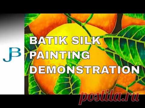 BATIK SILK PAINTING WITH JEAN-BAPTISTE - FINE ART - ORANGES