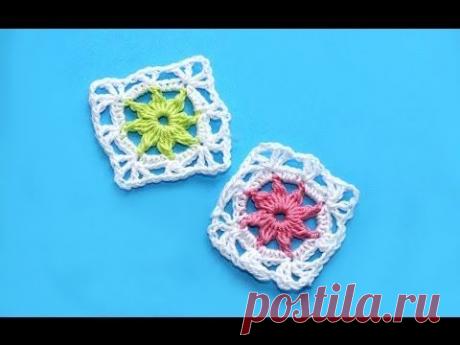 Вязание крючком. Crochet. Квадратный цветочный мотив 2 - YouTube