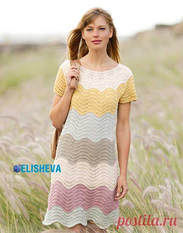Вязаное спицами летнее платье от Drops Design. Описание от S до XXXL | Блог elisheva.ru
