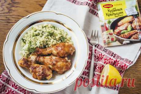 Куриные голени, глазированные в соусе барбекю, с кускусом и зеленью - Леди Mail.Ru