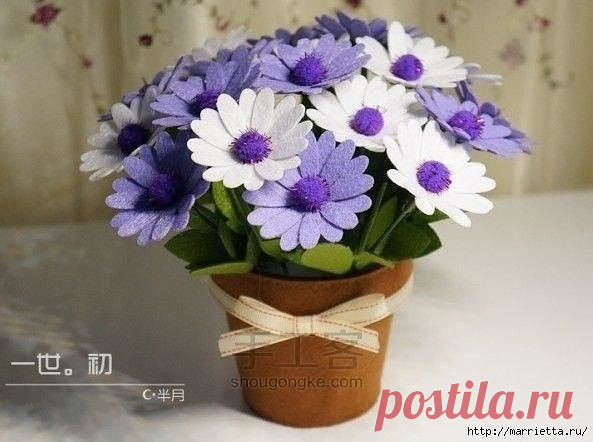 Горшочек с цветами из фетра