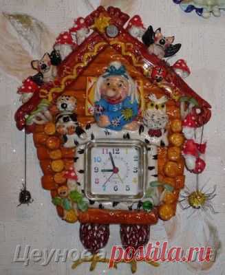 Домик-часы из солёного теста