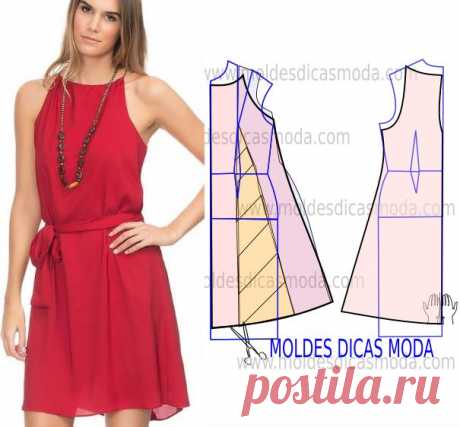 MOLDE DE VESTIDO VERMELHO