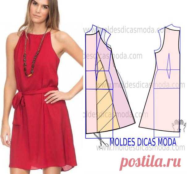 MOLDE DE VESTIDO VERMELHO