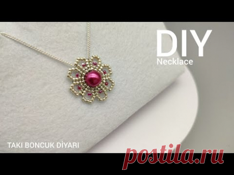 Simple and easy to make beaded necklace for beginners. Beading tutorial.Yapımı kolay boncuklu kolye.