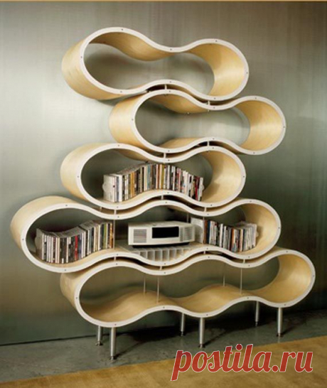 Необычные книжные полки в интерьере
