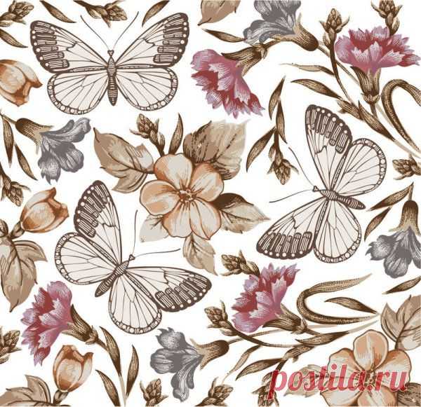 Elements of Butterfly & Flower vector 04 - Vector Animal