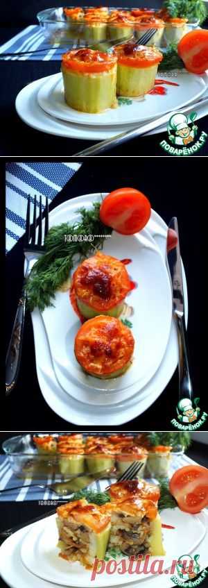 Кабачки фаршированные грибами и рисом - кулинарный рецепт