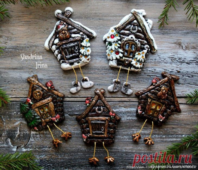 Зимняя избушка - магнитик