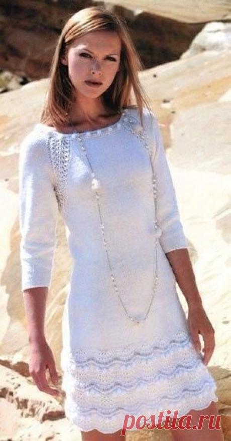 Вяжем красивое белоснежное платье