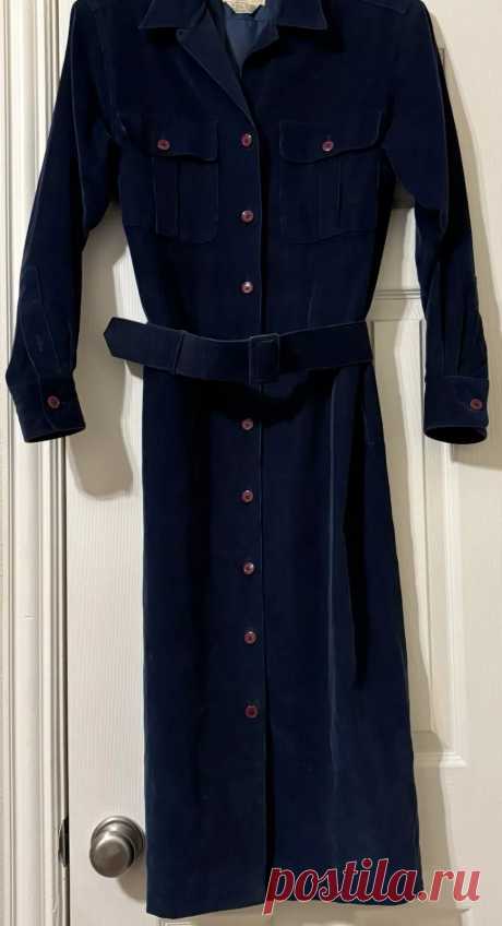 Ports International Vintage Corduroy Dress Size 6 Blue Needlecord Button Belt | eBay