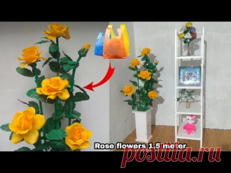 DIY bunga mawar sudut ruangan dari plastik kresek | HOW TO MAKE ROSE FLOWERS FROM PLASTIC