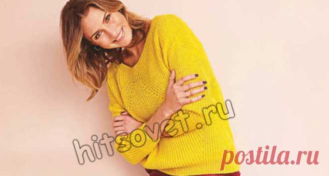 Свободный пуловер полупатентной резинкой - Хитсовет Вязание спицами для женщин свободного пуловера полупатентной резинкой с пошаговым бесплатным описанием.