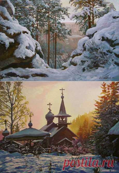 Художник Александр Самохвалов.Зимние пейзажи.