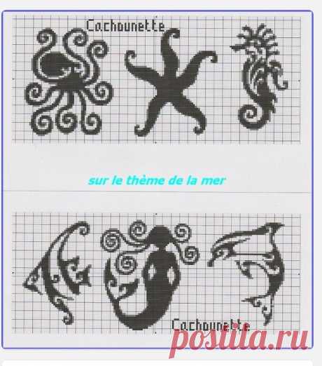 octopus, starfish, seahorse, angelfish, dolphin, mermaid