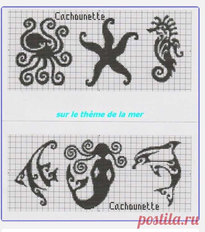 octopus, starfish, seahorse, angelfish, dolphin, mermaid
