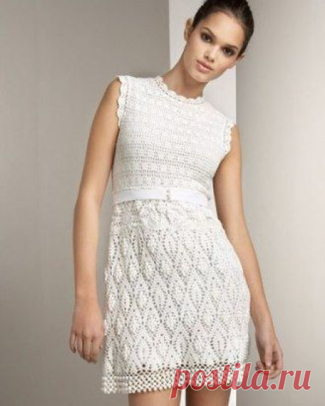 Красивое белое платье крючком. Описание https://labhousehold.com/beautiful-white-crochet-dress-2.html