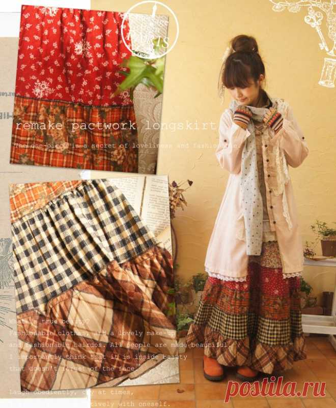 Rakuten [22:00 APERTO 3 novembre rientro carico ♪] nuovo colore 40 rifare vecchi vestiti annuncio patchwork gonna lunga. Ho fatto rifare i vecchi vestiti. Quali plaid e fiorellino modello retrò combinati in un mondo di ragazza misteriosa foresta (servizio di posta elettronica impossibilità): un negozio pezzo Cawaii