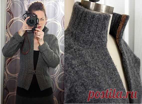 Переделка свитера в жакетик по фигуре (Diy).