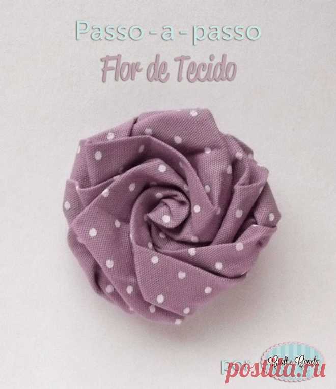 "Compartilhando passo a passos": "FLOR DE TECIDO LINDINHA"