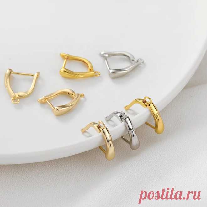 347--10 шт., позолоченные серьги-кольца, 18 карат | AliExpress