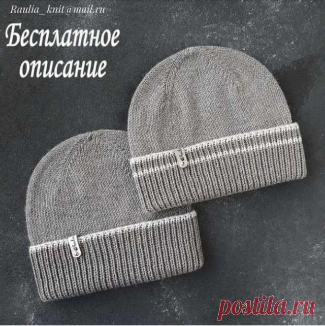 Классическая мужская шапка спицами