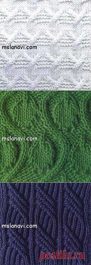 Рельефные узоры спицами. Подборка.