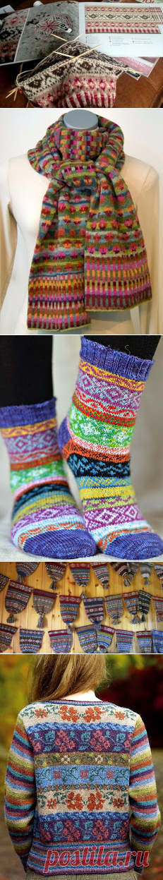 "Вязание в стиле Fair isle: снуды, шарфы, шапки..." (подборка + схемы)
