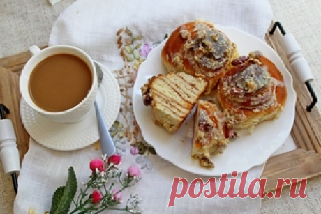 «Cinnabon (Синнабон)» с глазурью из белого шоколада и орехами пошаговый рецепт с фотографиями