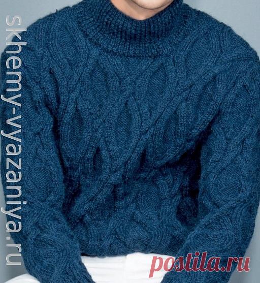 Араны-ромбы из жгутов - схема вязания узора спицами на skhemy-vyazaniya.ru