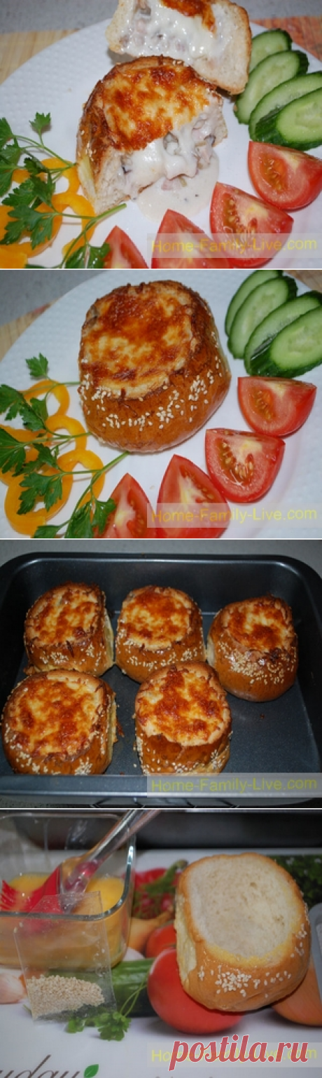 Жульен в булочке/Сайт с пошаговыми рецептами с фото для тех кто любит готовить