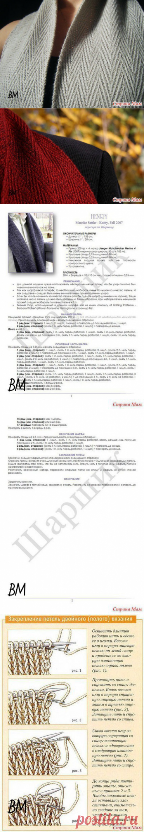 Солидный мужской шарф (Вязание спицами) | Журнал Вдохновение Рукодельницы