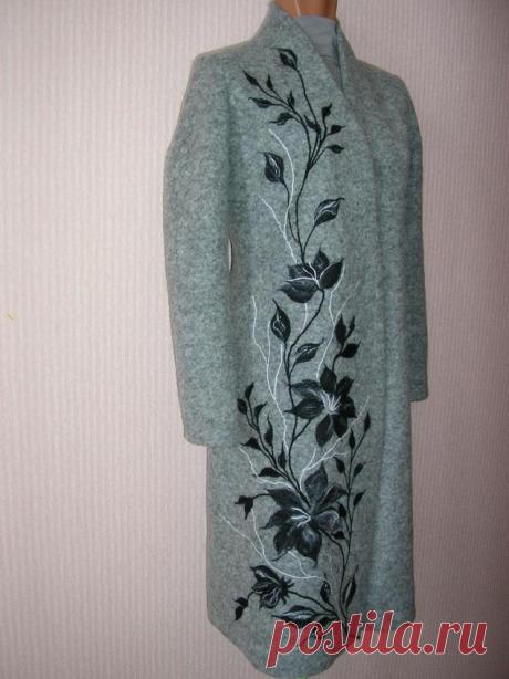 Пальто с рисунком - живопись шерстью на одежде. | Журнал Ярмарки Мастеров