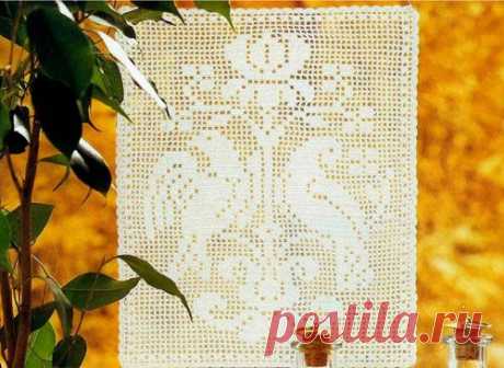 Филейное панно с птицами крючком. Схема вязания