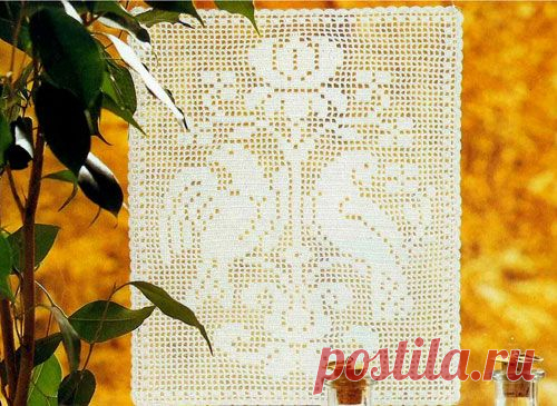 Филейное панно с птицами крючком. Схема вязания