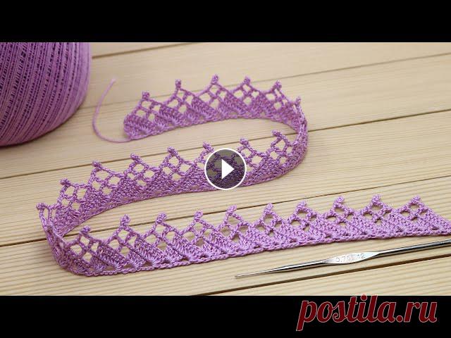 КАЙМА КРЮЧКОМ простое ЛЕНТОЧНОЕ КРУЖЕВО мастер-класс по вязанию Easy to crochet lace ribbon