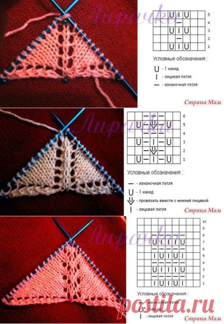 Вязание центральной петли в шалях