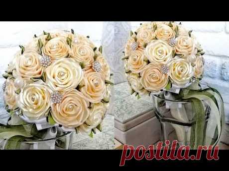 Букет - дублёр для невесты из атласных лент своими руками