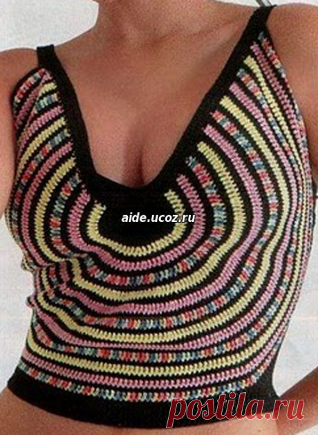 Яркий топ крючком - Женские вещи - Вязание крючком. - Каталог файлов - Хобби.