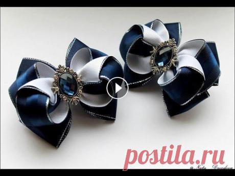 Любимая Модель Бантиков из репсовой ленты 2,5 см. .DIY Hair Bow / Beautiful Ribbon Bow . Для создания одного бантика нам потребуются следующие инструменты и материалы:Ножницы,зажигалкаКлеевой пистолетлента репсовая темно синего цвета с атл...