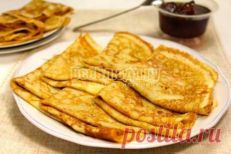 Рецепт тонких блинов на кефире с пошаговыми  | Все Блюда