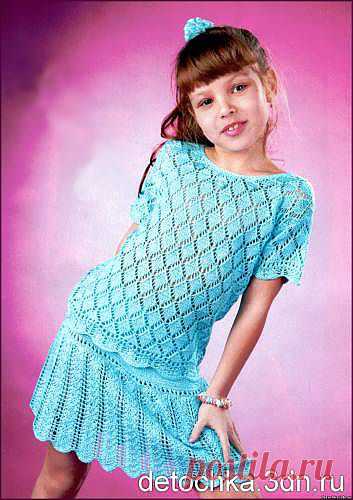 Вязаный голубой костюм для девочки - Вязание платьев для девочек - Вязание девочкам - Вязание для малышей - Вязание для детей. Вязание спицами, крючком для малышей